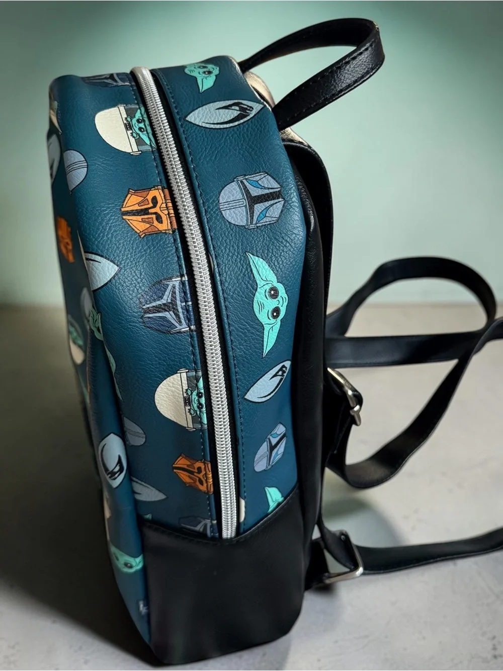 Funko Star Wars The Mandalorian Grogu Mini Backpack Teal Black Adjustable Straps